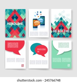 Templates. Set of Web, Mail, Brochure Design Templates. Mobile Technologies, Applications and Infographic Concept. Modern flat design icons for mobile or smartphone on a light background. 