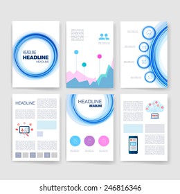 Templates. Set of Web, Mail, Brochure Design Templates. Mobile Technologies, Applications and Infographic Concept. Modern flat design icons for mobile or smartphone on a light background. 