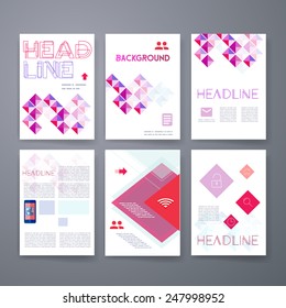 Templates. Set of Web, Mail, Brochure Design Templates. Mobile Technologies, Applications and Infographic Concept. Modern flat design icons for mobile or smartphone on a light background. 