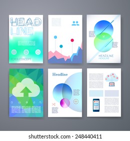 Templates. Set of Web, Mail, Brochure Design Templates. Mobile Technologies, Applications and Infographic Concept. Modern flat design icons for mobile or smartphone on a light background. 