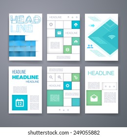 Templates. Set of Web, Mail, Brochure Design Templates. Mobile Technologies, Applications and Infographic Concept. Modern flat design icons for mobile or smartphone on a light background. 