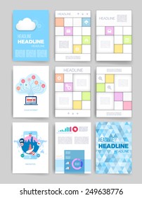 Templates. Set of Web, Mail, Brochure Design Templates. Mobile Technologies, Applications and Infographic Concept. Modern flat design icons for mobile or smartphone