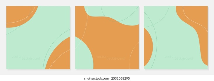 Templates social stories square layout, abstract boho style, mint and orange poster and advertising design, brochure. . Vector illustration