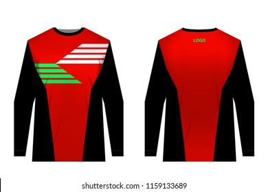 Templates of sportswear designs for sublimation printing. Uniforms for competitions, team games, corporate style, advertising campaigns. Jersey for motocross, mountain biking.