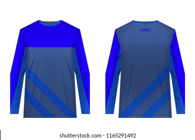 Templates of sportswear designs for sublimation printing. Uniforms for competitions, team games, corporate style, advertising campaigns. Jersey for motocross, mountain biking.