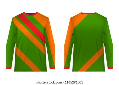 Templates of sportswear designs for sublimation printing. Uniforms for competitions, team games, corporate style, advertising campaigns. Jersey for motocross, mountain biking.