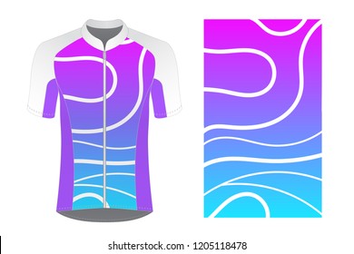 Templates of sportswear designs for sublimation printing. Uniform blank for triathlon, cycling, running competition, marathon and racing games. Vector mockup for design.