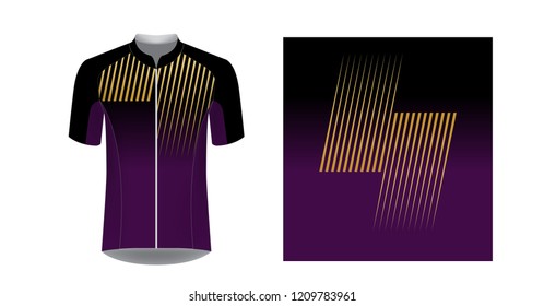 Templates of sportswear designs for sublimation printing. Uniform blank for triathlon, cycling, running competition, marathon and racing games. Vector mockup.