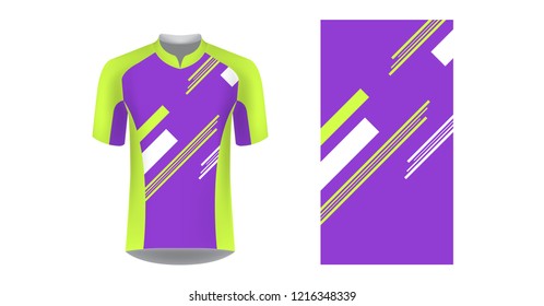 Templates of sportswear designs for sublimation printing. Uniform blank for triathlon, cycling, running competition, marathon and racing games. Vector mockup.