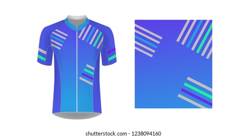 Templates of sportswear designs for sublimation printing. Uniform blank for triathlon, cycling, running competition, marathon and racing games. Vector mockup.