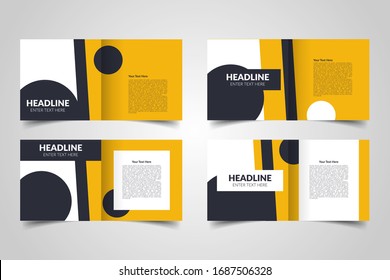 Templates for square brochure. Trendy minimalist flat geometric design set. Leaflet cover presentation. Business design book layout, annual report, magazine, flyer. Creative concept in yellow color.