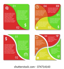 Templates square infographic diagram. 2, 4 options. Vector illustration