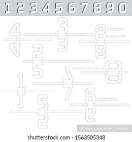 Templates squares digits numbers for 3d paper folding
