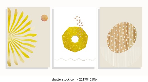 templates with sun rays, organic shapes  vector background set