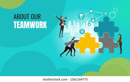 templates for teamwork, project management, business workflow, customer relationship management. Modern vector illustration concepts for website and mobile website development.people holding a puzzle 