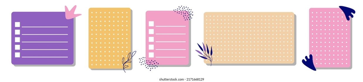 Templates of to-do lists, notes, tasks, and cost lists. A planner for the organization of time. Abstract background.