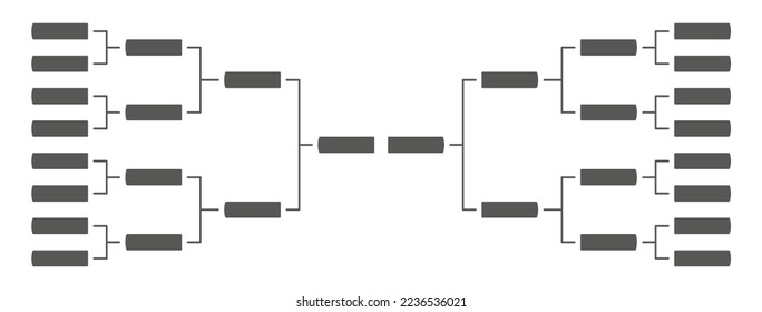 Templates two of vector tournament brackets for 16 teams. Blank bracket template. Championship bracket schedule for basketball , football or baseball.