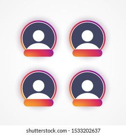 Templates User, Profile Symbol. Stories Avatar Icons. Mockup Web Element App, Ui. Social Media Instagram Concept. Vector Illustration. EPS 10