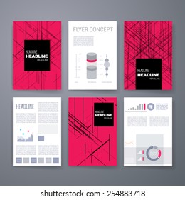 Templates. Vector flyer, brochure, magazine cover template can use for print and marketing. Applications and Infographic Concept. Modern flat design icons for mobile or smartphone. 