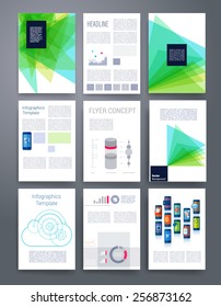 Templates. Vector flyer, brochure, magazine cover template can use for print and marketing. Applications and Infographic Concept. Modern flat design icons for mobile or smartphone. 