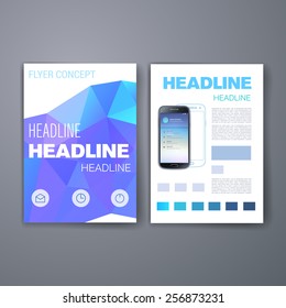 Templates. Vector flyer, brochure, magazine cover template can use for print and marketing. Applications and Infographic Concept. Modern flat design icons for mobile or smartphone. 