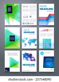 Templates. Vector flyer, brochure, magazine cover template can use for print and marketing. Applications and Infographic Concept. Modern flat design icons for mobile or smartphone. 