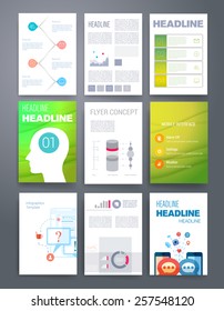 Templates. Vector flyer, brochure, magazine cover template can use for print and marketing. Applications and Infographic Concept. Modern flat design icons for mobile or smartphone. 