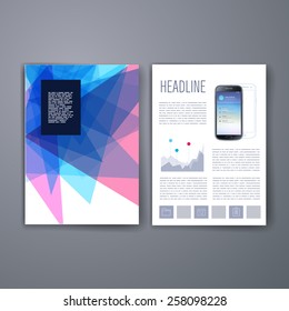 Templates. Vector flyer, brochure, magazine cover template can use for print and marketing. Applications and Infographic Concept. Modern flat design icons for mobile or smartphone. 
