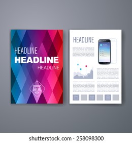 Templates. Vector flyer, brochure, magazine cover template can use for print and marketing. Applications and Infographic Concept. Modern flat design icons for mobile or smartphone. 
