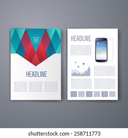 Templates. Vector flyer, brochure, magazine cover template can use for print and marketing. Applications and Infographic Concept. Modern flat design icons for mobile or smartphone. 