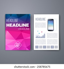 Templates. Vector flyer, brochure, magazine cover template can use for print and marketing. Applications and Infographic Concept. Modern flat design icons for mobile or smartphone. 