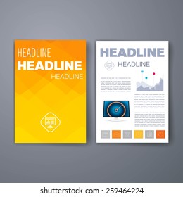 Templates. Vector flyer, brochure, magazine cover template can use for print and marketing. Applications and Infographic Concept. Modern flat design icons for mobile or smartphone. 