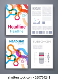 Templates. Vector flyer, brochure, magazine cover template can use for print and marketing. Applications and Infographic Concept. Modern flat design icons for mobile or smartphone. 