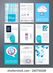 Templates. Vector flyer, brochure, magazine cover template can use for print and marketing. Applications and Infographic Concept. Modern flat design icons for mobile or smartphone. 