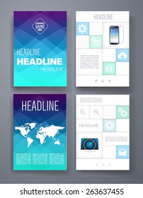 Templates. Vector flyer, brochure, magazine cover template can use for print and marketing. Applications and Infographic Concept. Modern flat design icons for mobile or smartphone. 
