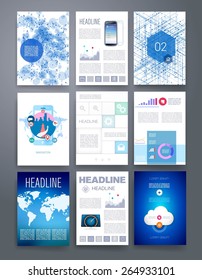 Templates. Vector flyer, brochure, magazine cover template can use for print and marketing. Applications and Infographic Concept. Modern flat design icons for mobile or smartphone. 