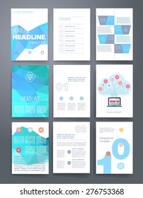 Plantillas. El folleto de Vector, el folleto, la Plantilla de la cubierta de la revista se pueden utilizar para la impresión y la comercialización. Concepto de aplicaciones e infografía. Iconos planos modernos del diseño para el móvil o el smartphone. 