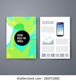 Templates. Vector flyer, brochure, magazine cover template can use for print and marketing. Applications and Infographic Concept. Modern flat design icons for mobile or smartphone. 