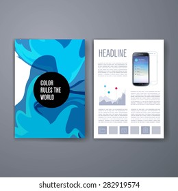 Templates. Vector flyer, brochure, magazine cover template can use for print and marketing. Applications and Infographic Concept. Modern flat design icons for mobile or smartphone. 