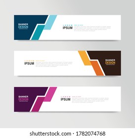 Templates of vector horizontal web banner. For background or header website, SEO, social media cover, ads, label, flyer, invitation card. Place for a photo. Minimalist design. Standard size with text