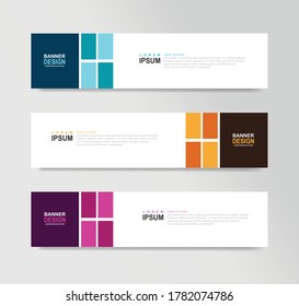 Templates of vector horizontal web banner. For background or header website, SEO, social media cover, ads, label, flyer, invitation card. Place for a photo. Minimalist design. Standard size with text