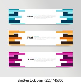 Templates of vector horizontal web banner. For background or header website, SEO, social media cover, ads, label, flyer, invitation card. Place for a photo. Minimalist design. Standard size with text