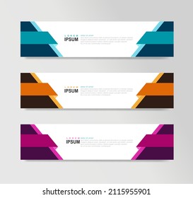 Templates of vector horizontal web banner. For background or header website, SEO, social media cover, ads, label, flyer, invitation card. Place for a photo. Minimalist design. Standard size with text