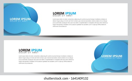 Templates of vector horizontal web banners with flat geometric shapes of different colors. Abstract design. Set template ready for use in web or print design