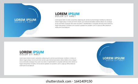 Templates of vector horizontal web banners with flat geometric shapes of different colors. Abstract design. Set template ready for use in web or print design