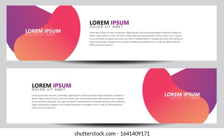 Templates of vector horizontal web banners with flat geometric shapes of different colors. Abstract design. Set template ready for use in web or print design