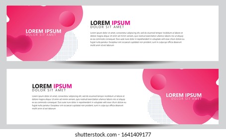 Templates of vector horizontal web banners with flat geometric shapes of different colors. Abstract design. Set template ready for use in web or print design