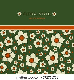 Templates vector narcissus graphic designs. Spring vintage background with lent lilies. Greeting or invitation card.