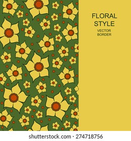 Templates vector narcissus graphic designs. Spring vintage background with lent lilies. Greeting or invitation card.