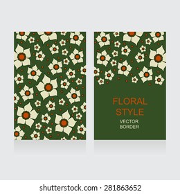 Templates vector narcissus graphic designs. Spring vintage background with lent lilies. Greeting or invitation card.